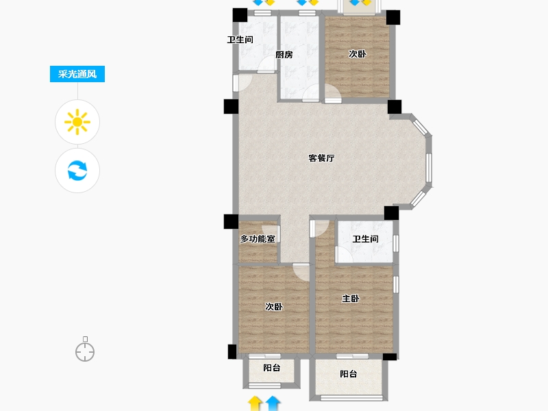 江苏省-南京市-卧龙湖小镇-105.60-户型库-采光通风