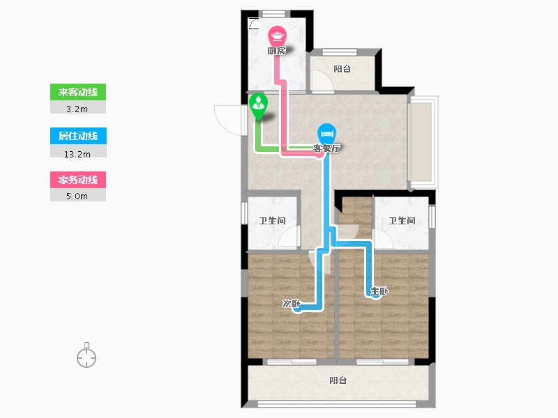 浙江省-杭州市-古墩彩虹轩-71.20-户型库-动静线