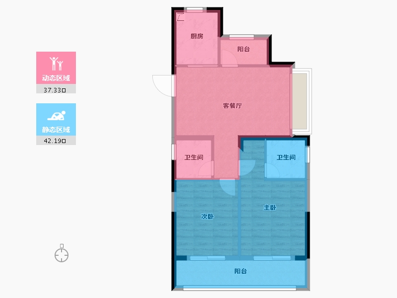 浙江省-杭州市-古墩彩虹轩-71.20-户型库-动静分区