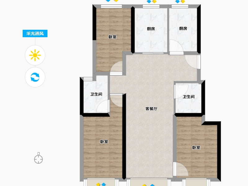 河北省-廊坊市-路劲公园上城-91.04-户型库-采光通风