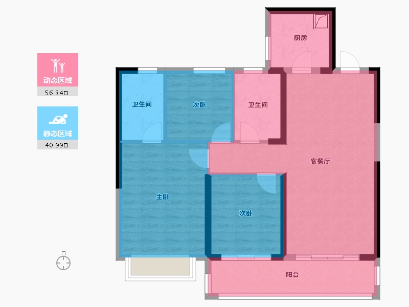 江苏省-南京市-蓝光睿创新筑-87.20-户型库-动静分区