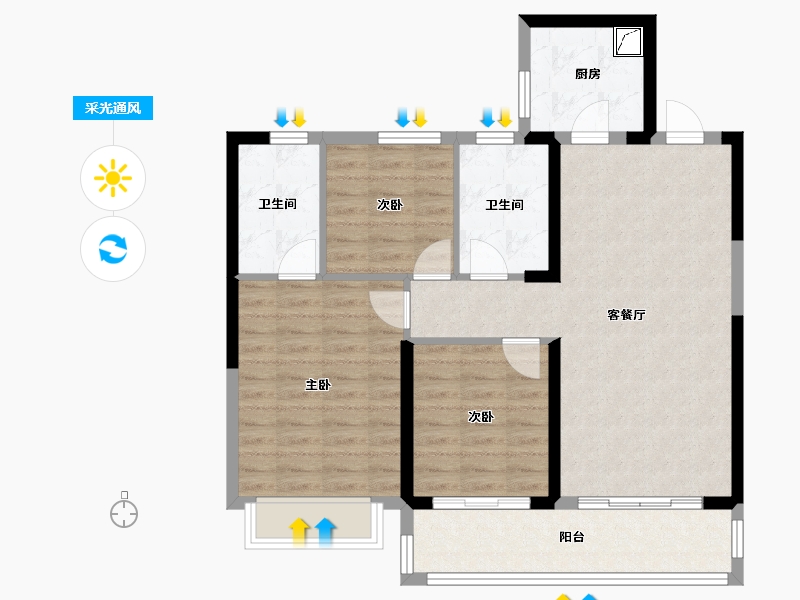 江苏省-南京市-蓝光睿创新筑-87.20-户型库-采光通风