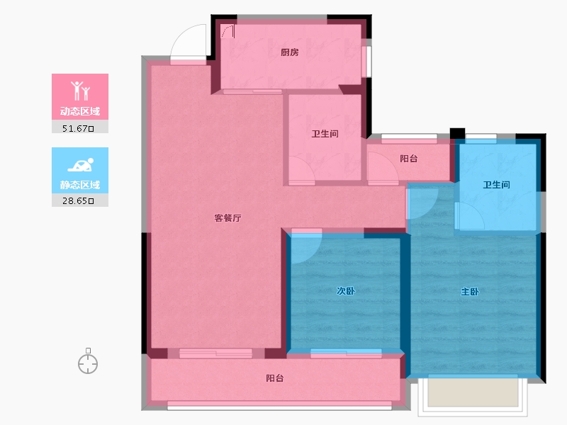 浙江省-杭州市-古墩彩虹轩-71.21-户型库-动静分区