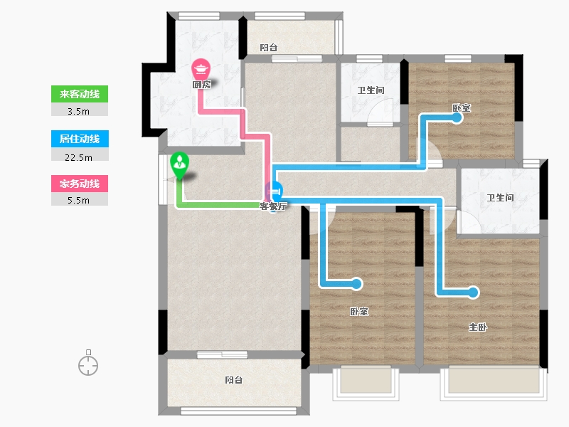 江苏省-南京市-爱涛天禧明庭-103.99-户型库-动静线