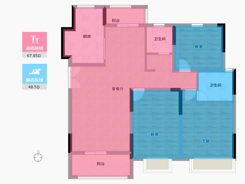 江苏省-南京市-爱涛天禧明庭-103.99-户型库-动静分区