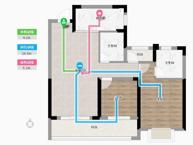 浙江省-杭州市-古墩彩虹轩-71.21-户型库-动静线