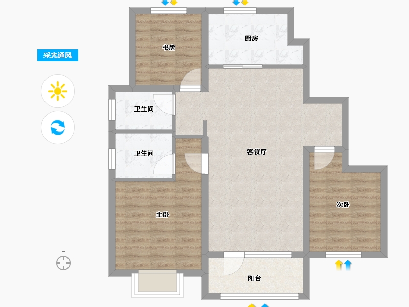 天津-天津市-凤栖梧桐-79.73-户型库-采光通风