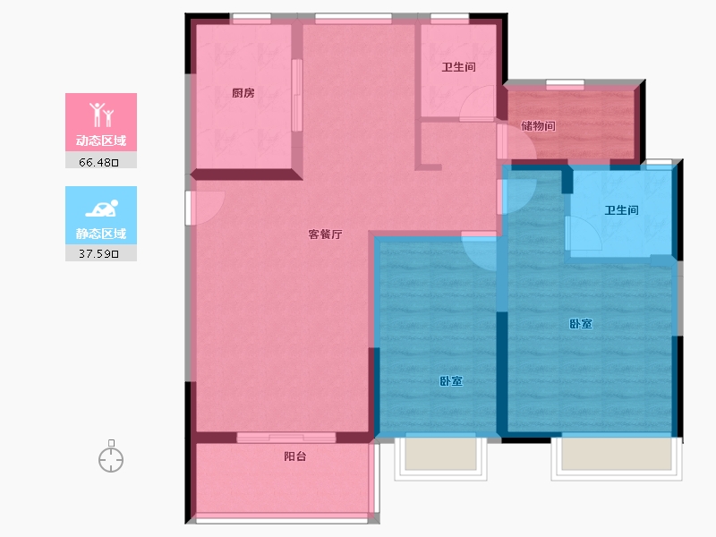 江苏省-南京市-爱涛天禧明庭-92.79-户型库-动静分区