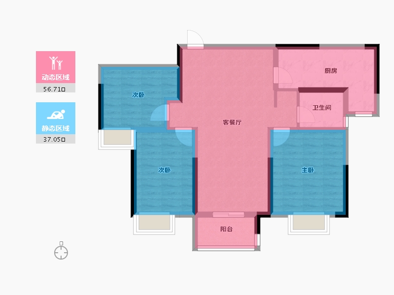 江苏省-南京市-喜之郎丽湖湾-83.20-户型库-动静分区