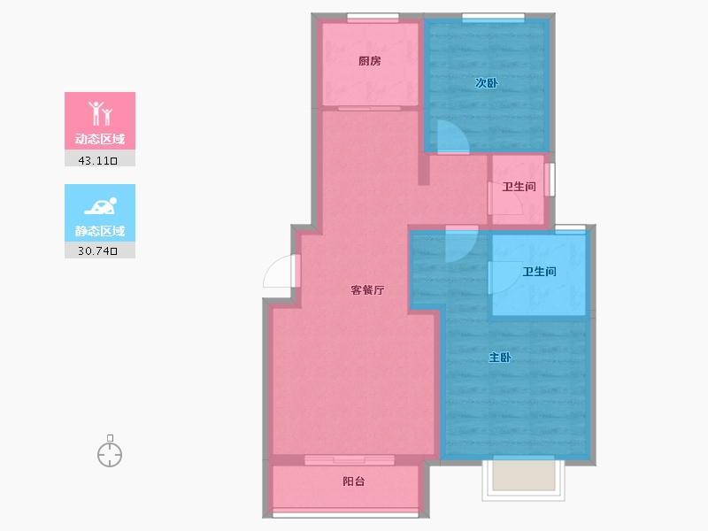 天津-天津市-凤栖梧桐-65.52-户型库-动静分区