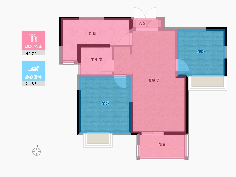 江苏省-南京市-喜之郎丽湖湾-65.59-户型库-动静分区