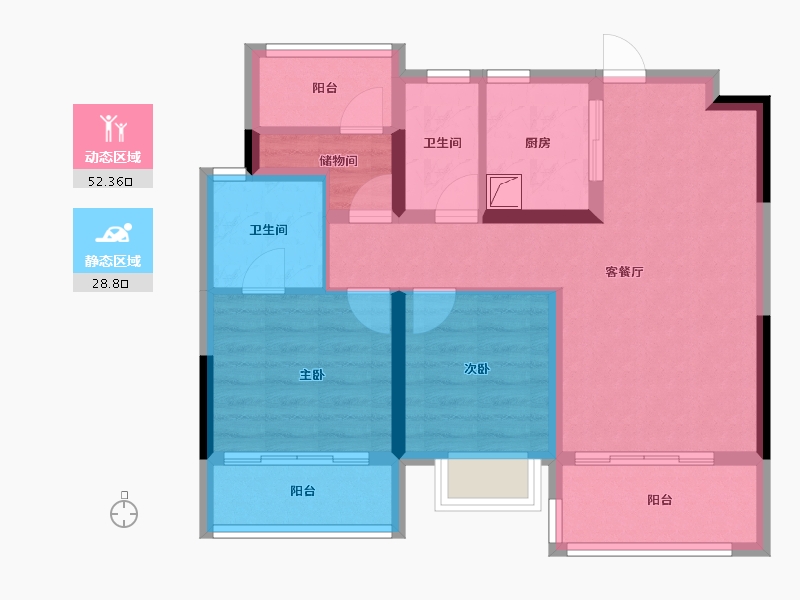 江苏省-南京市-新保弘领东苑-71.21-户型库-动静分区