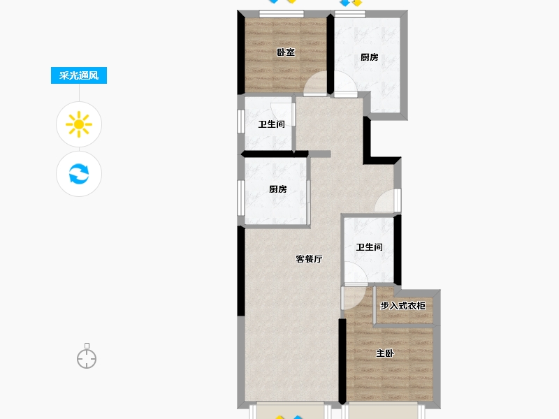 河北省-廊坊市-路劲公园上城-71.20-户型库-采光通风