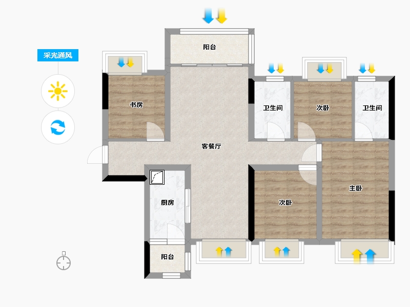 贵州省-贵阳市-蓝光雍景湾-93.00-户型库-采光通风