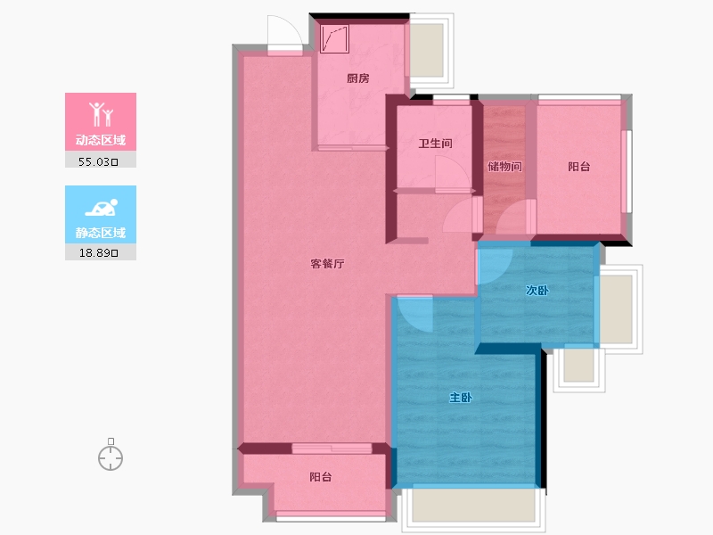 广东省-佛山市-保利时光苑-71.34-户型库-动静分区