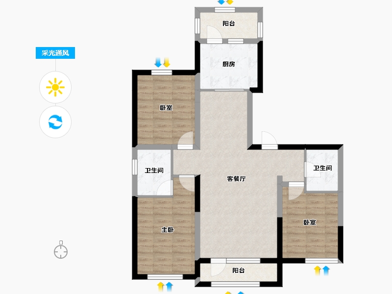 吉林省-长春市-天禄金典名城-89.92-户型库-采光通风