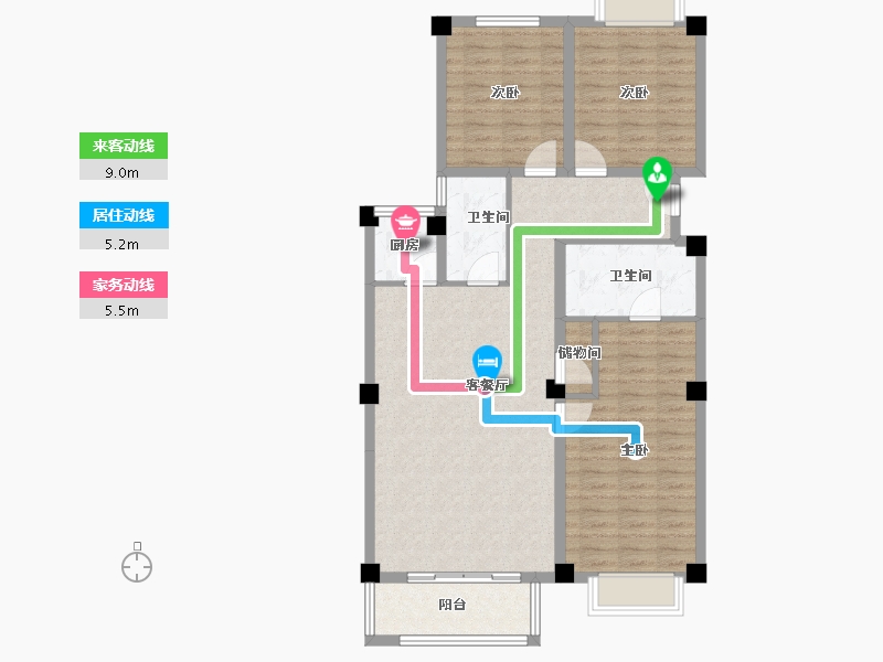 江苏省-南京市-卧龙湖小镇-102.39-户型库-动静线