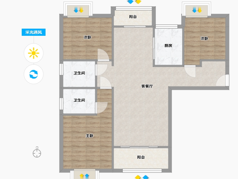 湖北省-武汉市-福星华府·峯境-98.00-户型库-采光通风