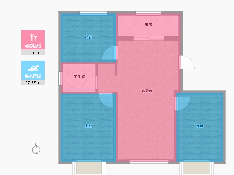 天津-天津市-欣嘉园樾塘-62.10-户型库-动静分区