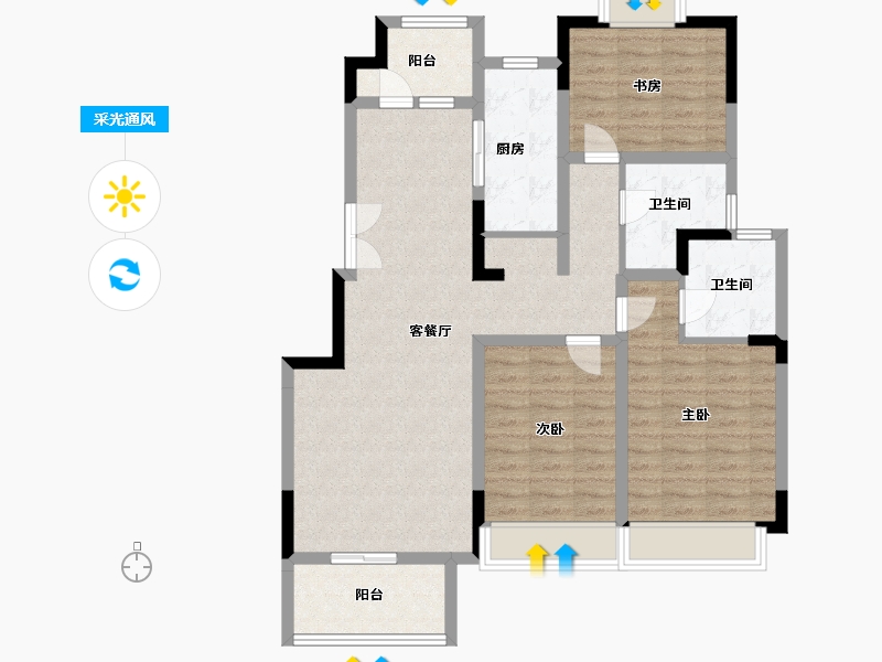 江苏省-南京市-通宇林景紫园-100.00-户型库-采光通风