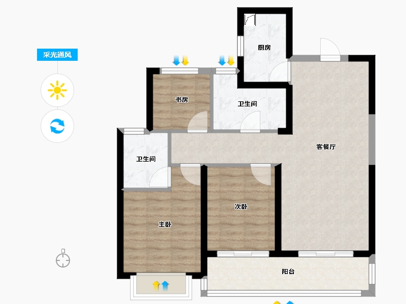 江苏省-南京市-蓝光睿创新筑-79.99-户型库-采光通风