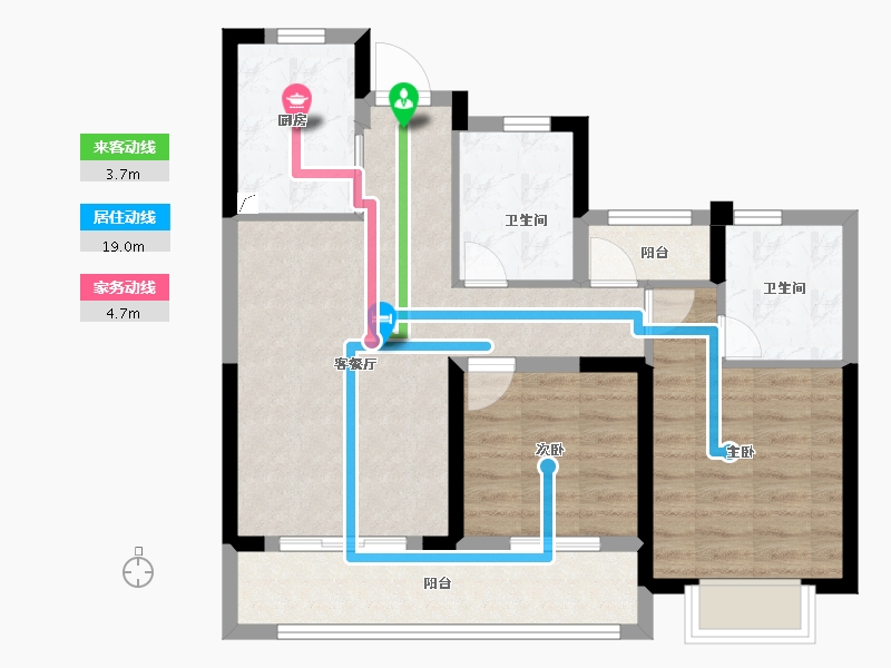 浙江省-杭州市-古墩彩虹轩-71.21-户型库-动静线