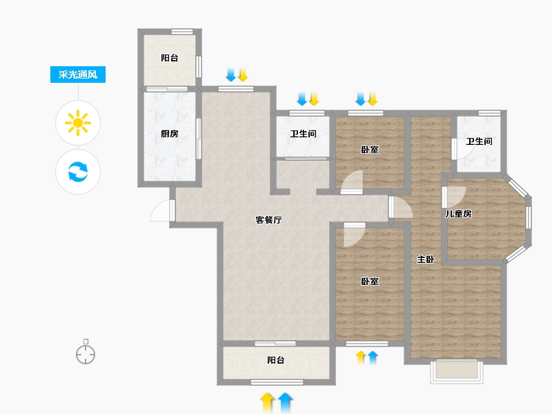 安徽省-合肥市-香樟雅苑-145.00-户型库-采光通风