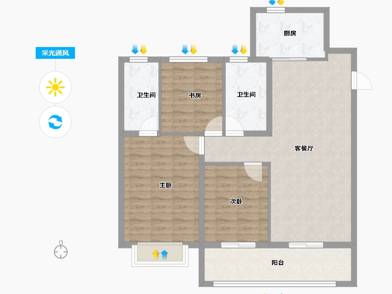 江苏省-南京市-花语熙岸府-93.60-户型库-采光通风