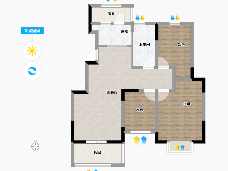 江苏省-南京市-橡树城-83.20-户型库-采光通风