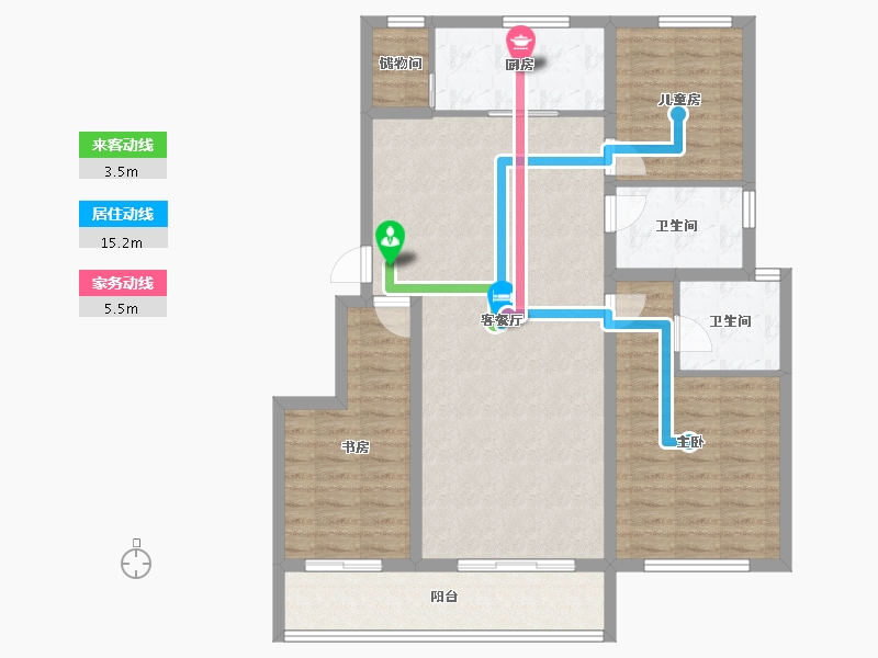 天津-天津市-贻成学府世家-105.60-户型库-动静线