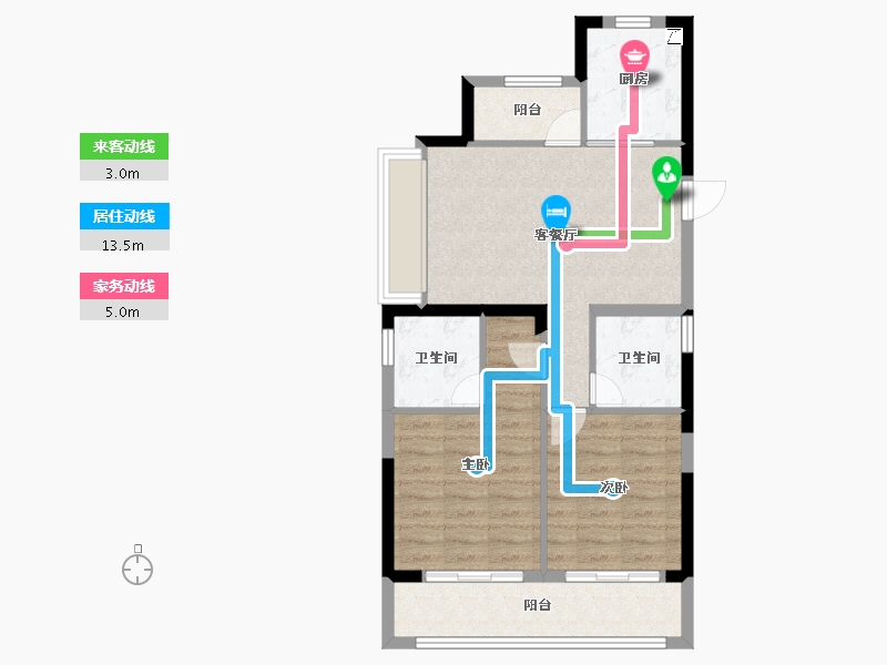 浙江省-杭州市-古墩彩虹轩-71.20-户型库-动静线