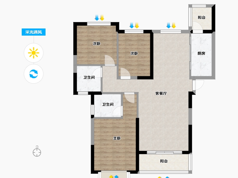 湖南省-长沙市-恒大江湾-123.00-户型库-采光通风