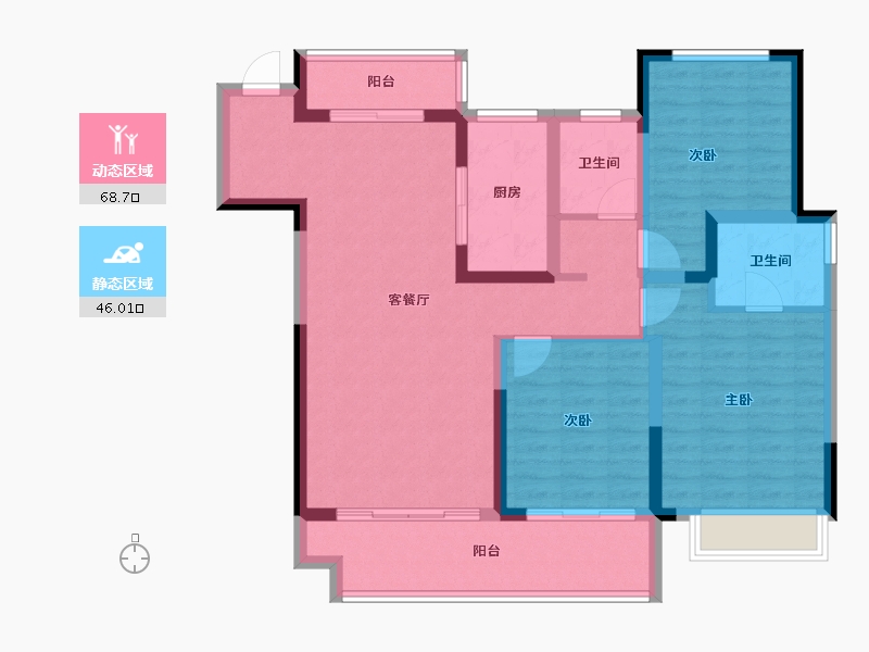 河南省-郑州市-金科旭辉滨河赋​-102.35-户型库-动静分区