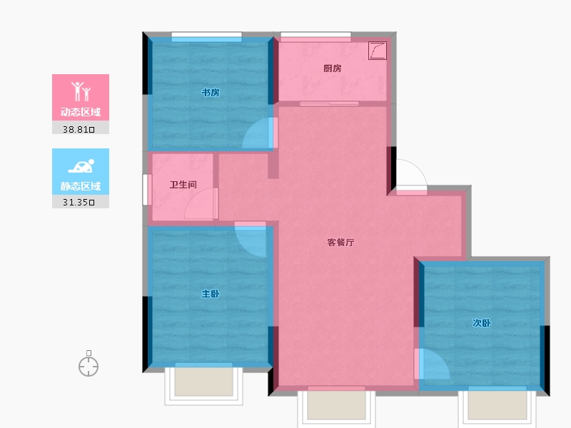 吉林省-长春市-睿德·锦绣山河-62.15-户型库-动静分区