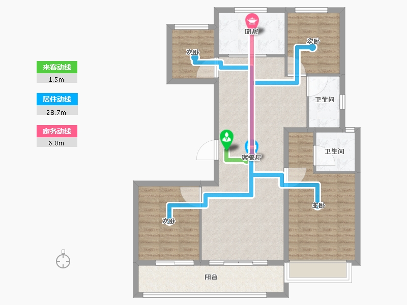 浙江省-杭州市-花芸春境-103.45-户型库-动静线