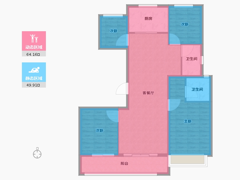 浙江省-杭州市-花芸春境-103.45-户型库-动静分区