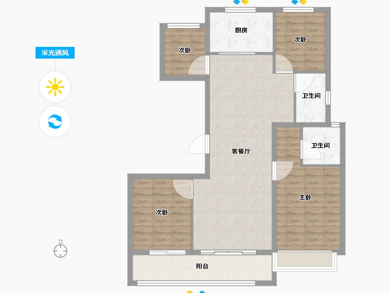 浙江省-杭州市-花芸春境-103.45-户型库-采光通风