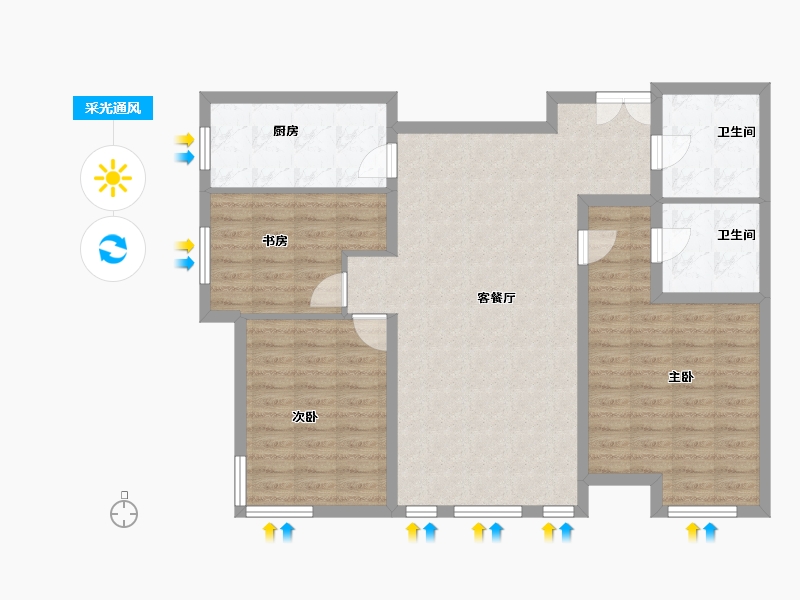 北京-北京市-北科建水岸雁栖·观澜墅-105.00-户型库-采光通风