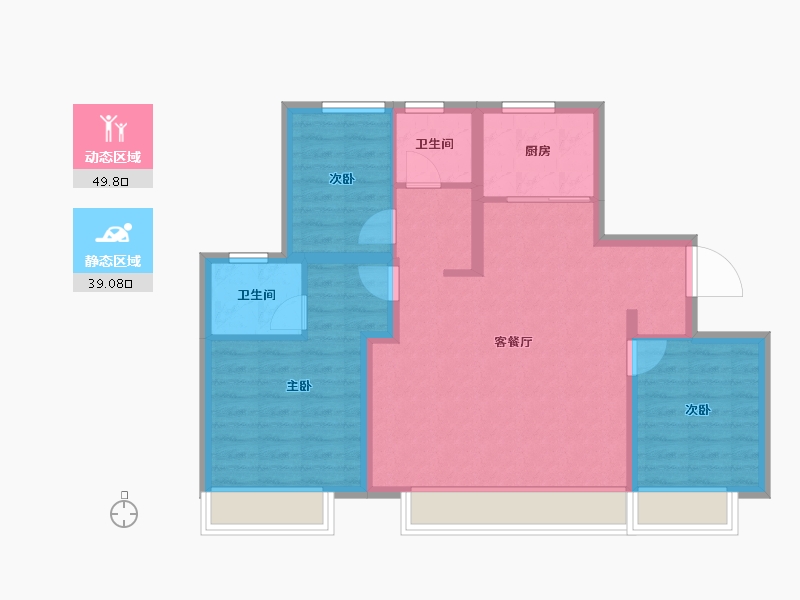 北京-北京市-北清云际-79.68-户型库-动静分区