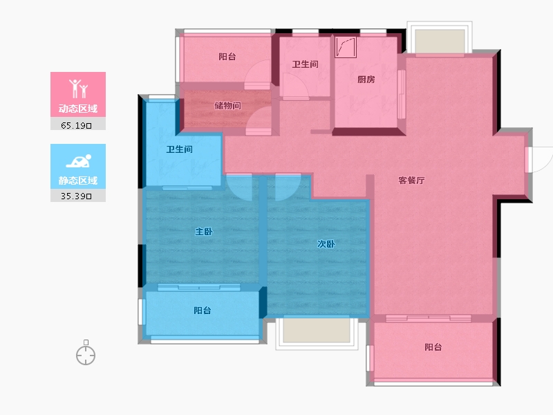 江苏省-南京市-新保弘领东苑-88.71-户型库-动静分区