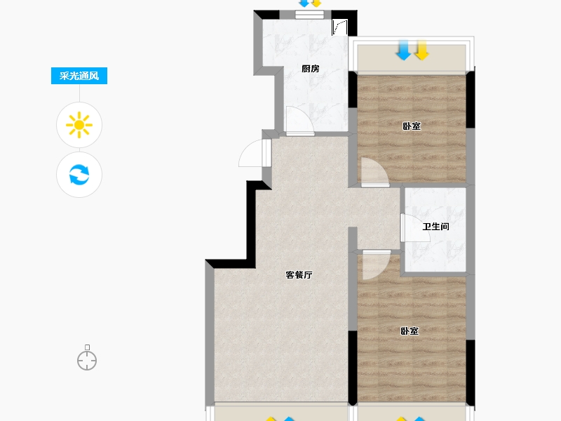 北京-北京市-保利城-57.18-户型库-采光通风