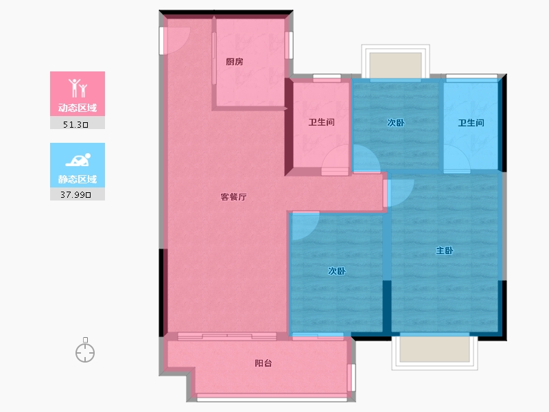 江苏省-南京市-汝悦铭著-80.60-户型库-动静分区