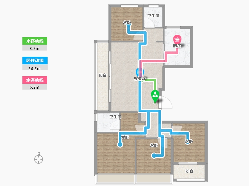 浙江省-杭州市-花芸春境-111.42-户型库-动静线