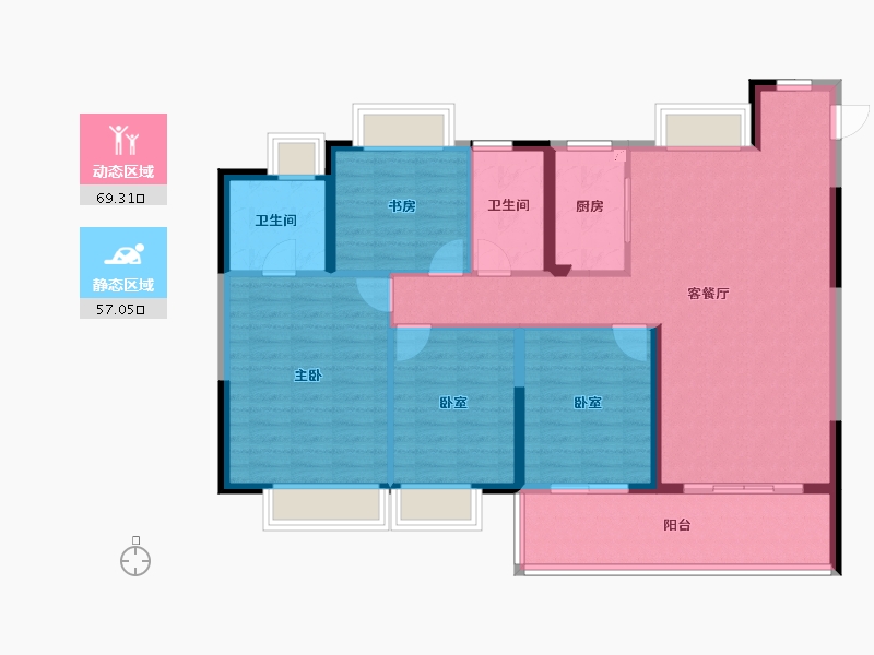 江苏省-南京市-星河国际-114.40-户型库-动静分区