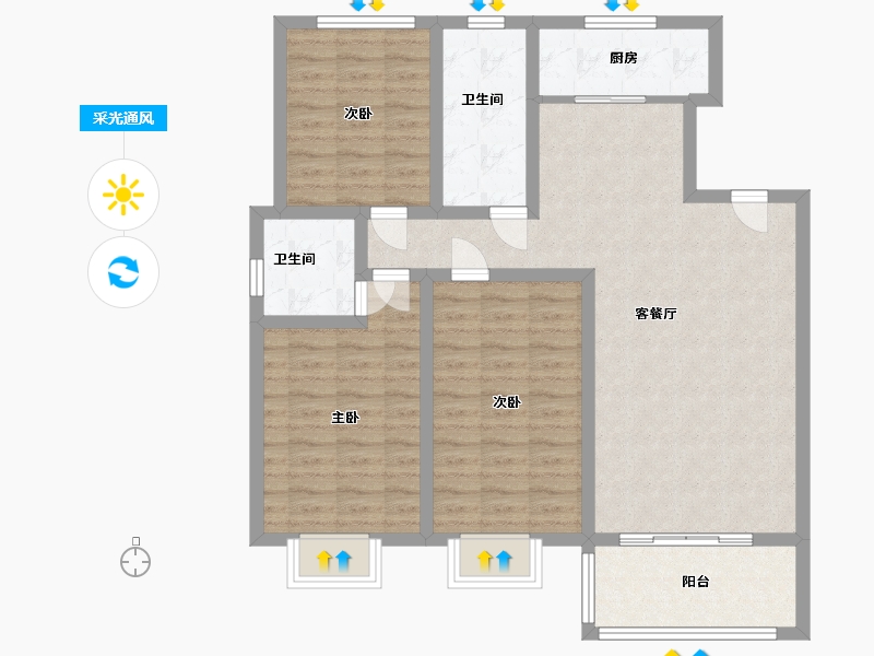 山东省-潍坊市-橡树湾-99.00-户型库-采光通风