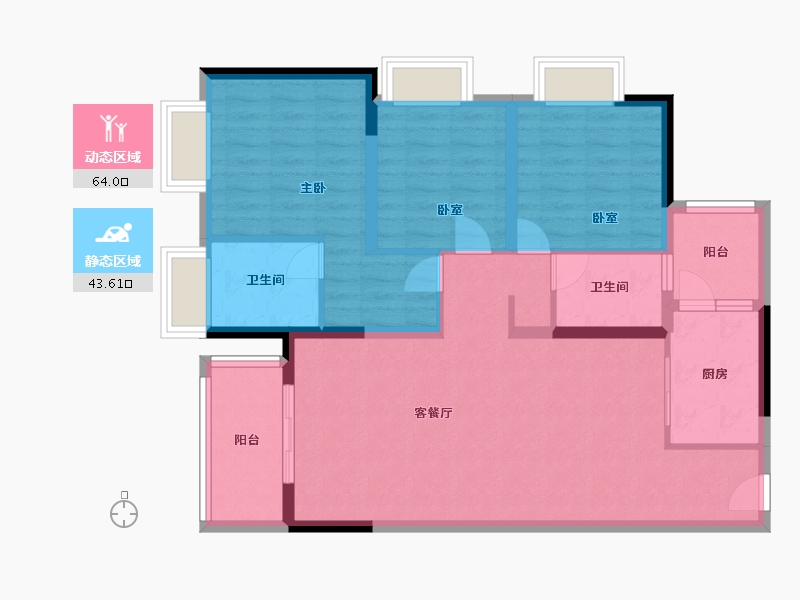 海南省-三亚市-东岸二期-108.00-户型库-动静分区