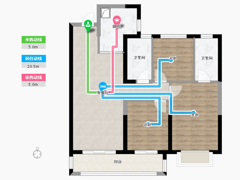 湖北省-武汉市-龙湖揽境-85.28-户型库-动静线