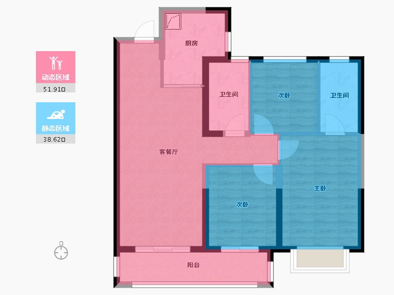 湖北省-武汉市-龙湖揽境-85.28-户型库-动静分区