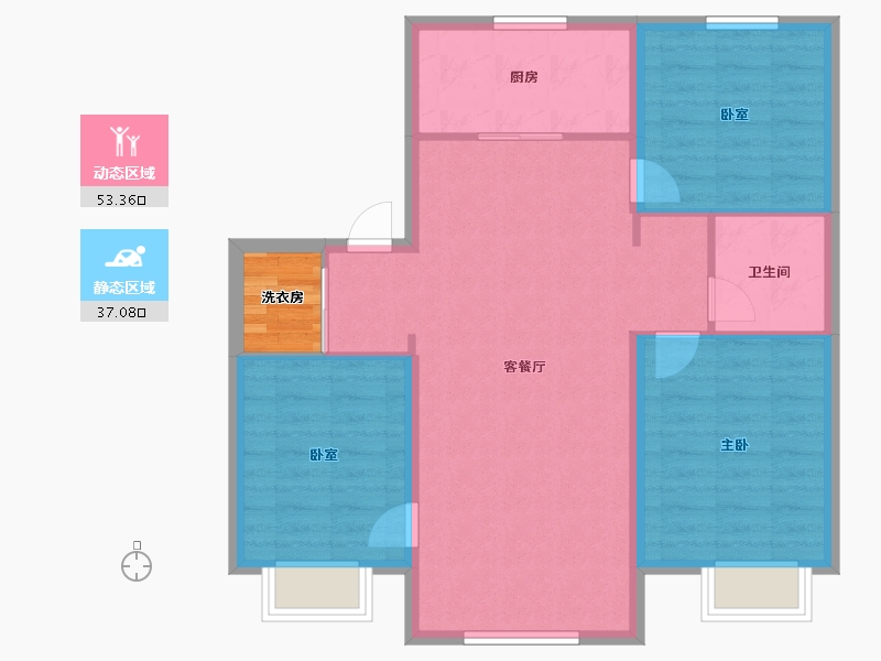 吉林省-长春市-长发万科荣光路59号-84.80-户型库-动静分区