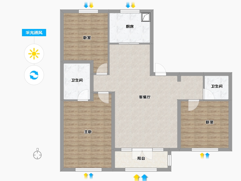 吉林省-长春市-澳海富春山居-100.00-户型库-采光通风